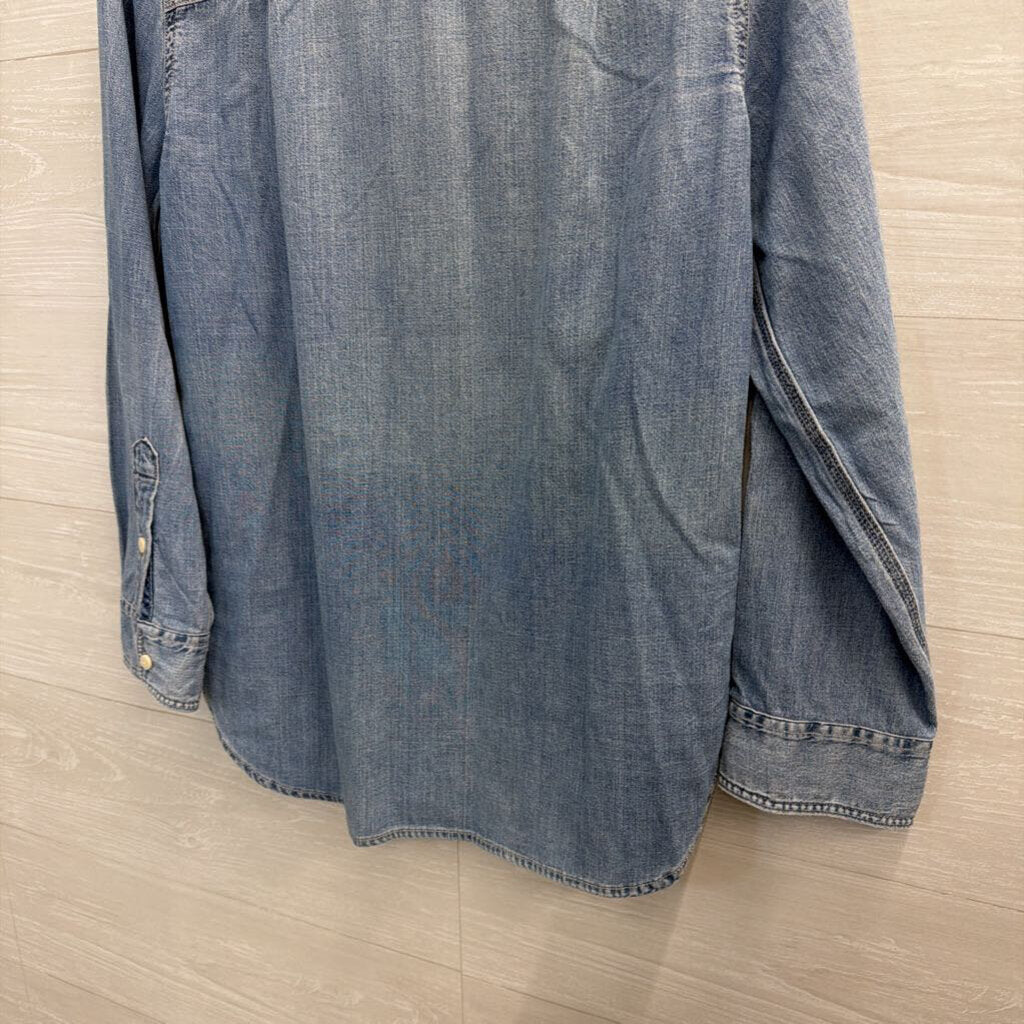 J Crew Blue Chambray Long Sleeve Button Down Top 4