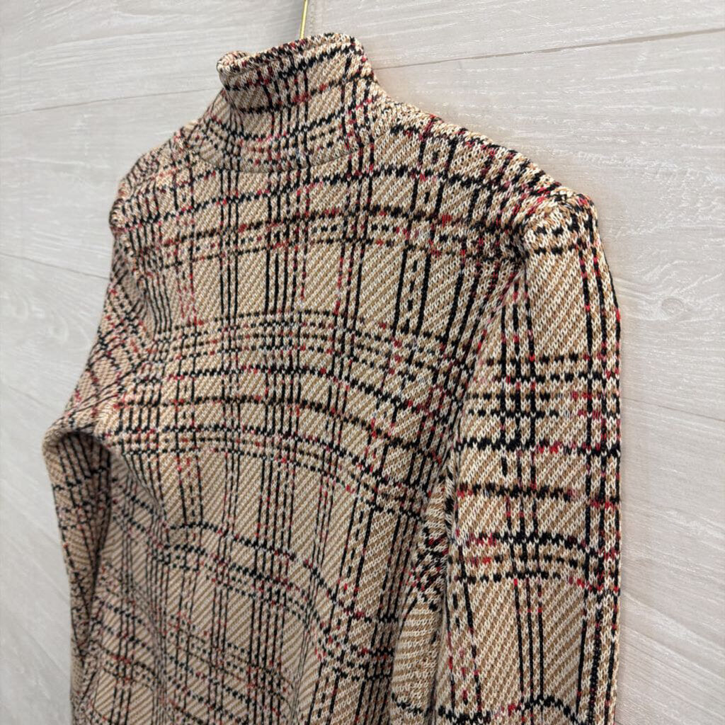 Nic and Zoe Beige/ Multi Plaid Button Front Jacket Top Small Petite
