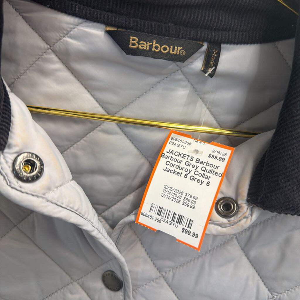 Barbour Grey Quilted Corduroy Collar Jacket 6