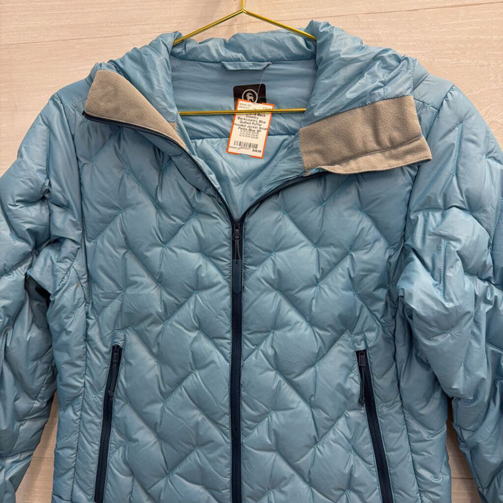 Backcountry Blue Quilted Puffer Hooded Jacket Small Petite