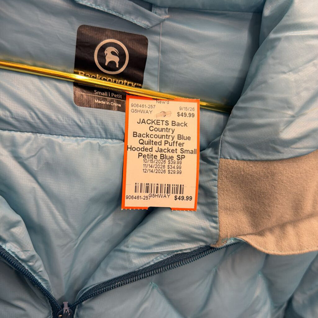 Backcountry Blue Quilted Puffer Hooded Jacket Small Petite