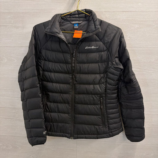Eddie Bauer Black Quilted Puffer Zip Up Jacket Small Petite