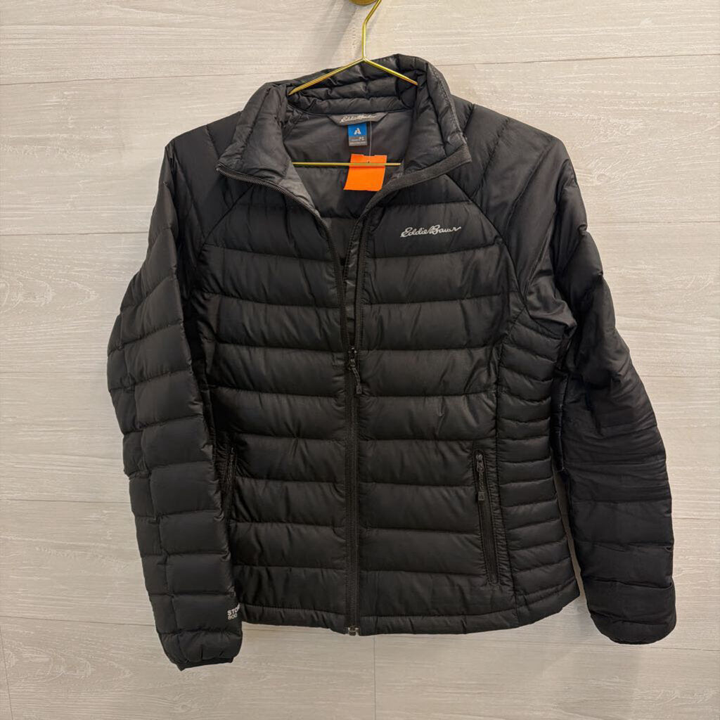 Eddie Bauer Black Quilted Puffer Zip Up Jacket Small Petite