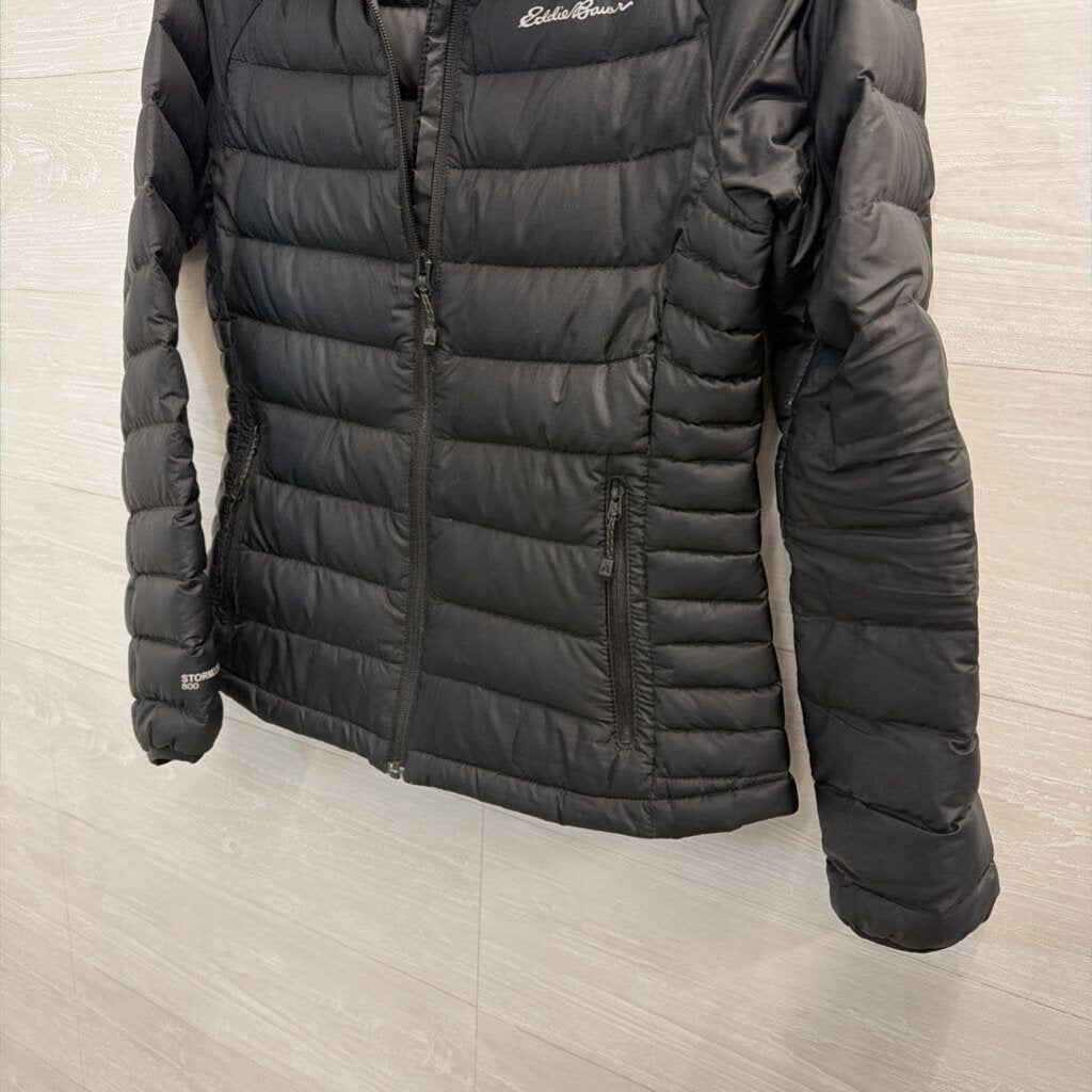 Eddie Bauer Black Quilted Puffer Zip Up Jacket Small Petite