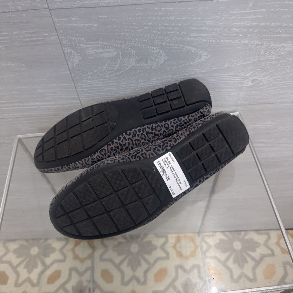 Vaneli Grey Leopard Print Studded Loafers 8