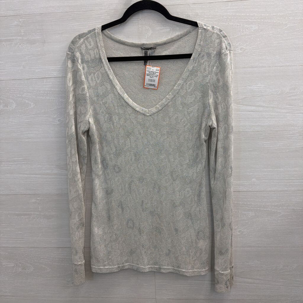 Eased Grey/ SIlver Leopard Print Long Sleeve Top Large