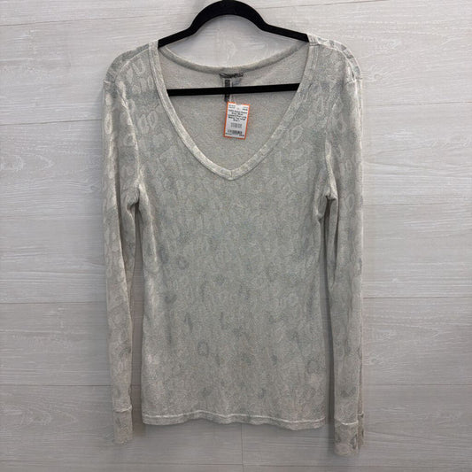 Eased Grey/ SIlver Leopard Print Long Sleeve Top Large