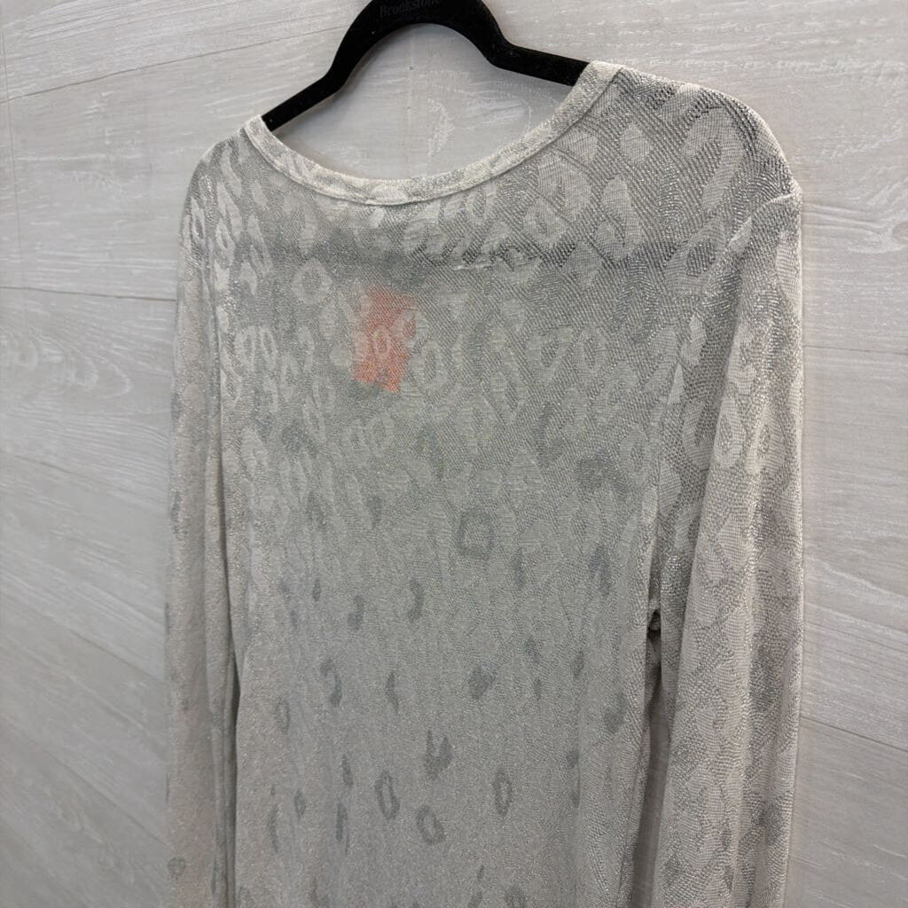 Eased Grey/ SIlver Leopard Print Long Sleeve Top Large