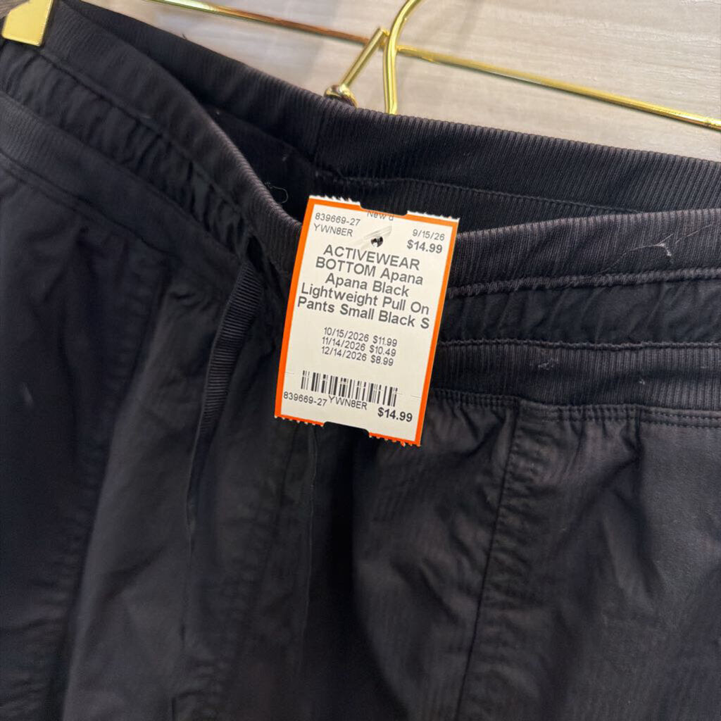 Apana Black Lightweight Pull On Pants Small