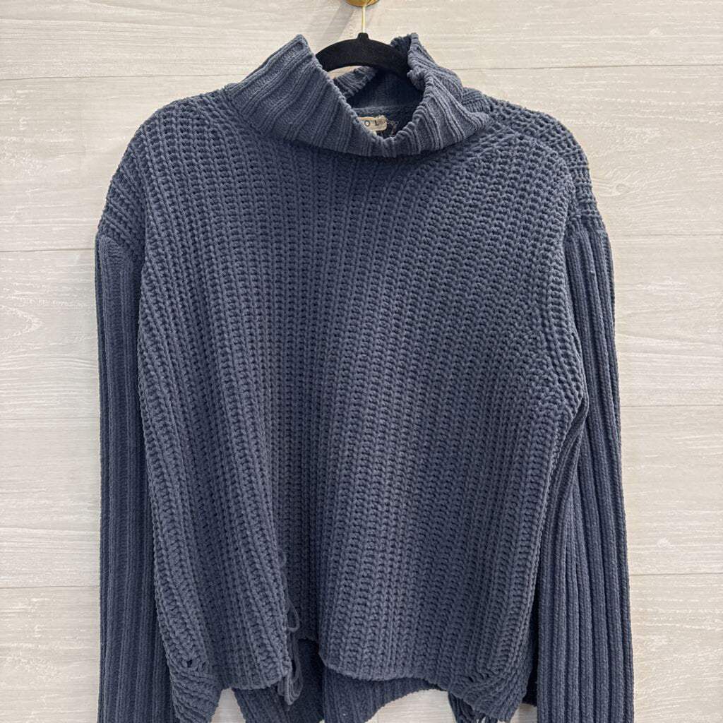 POL Blue Knit Turtleneck Sweater Small