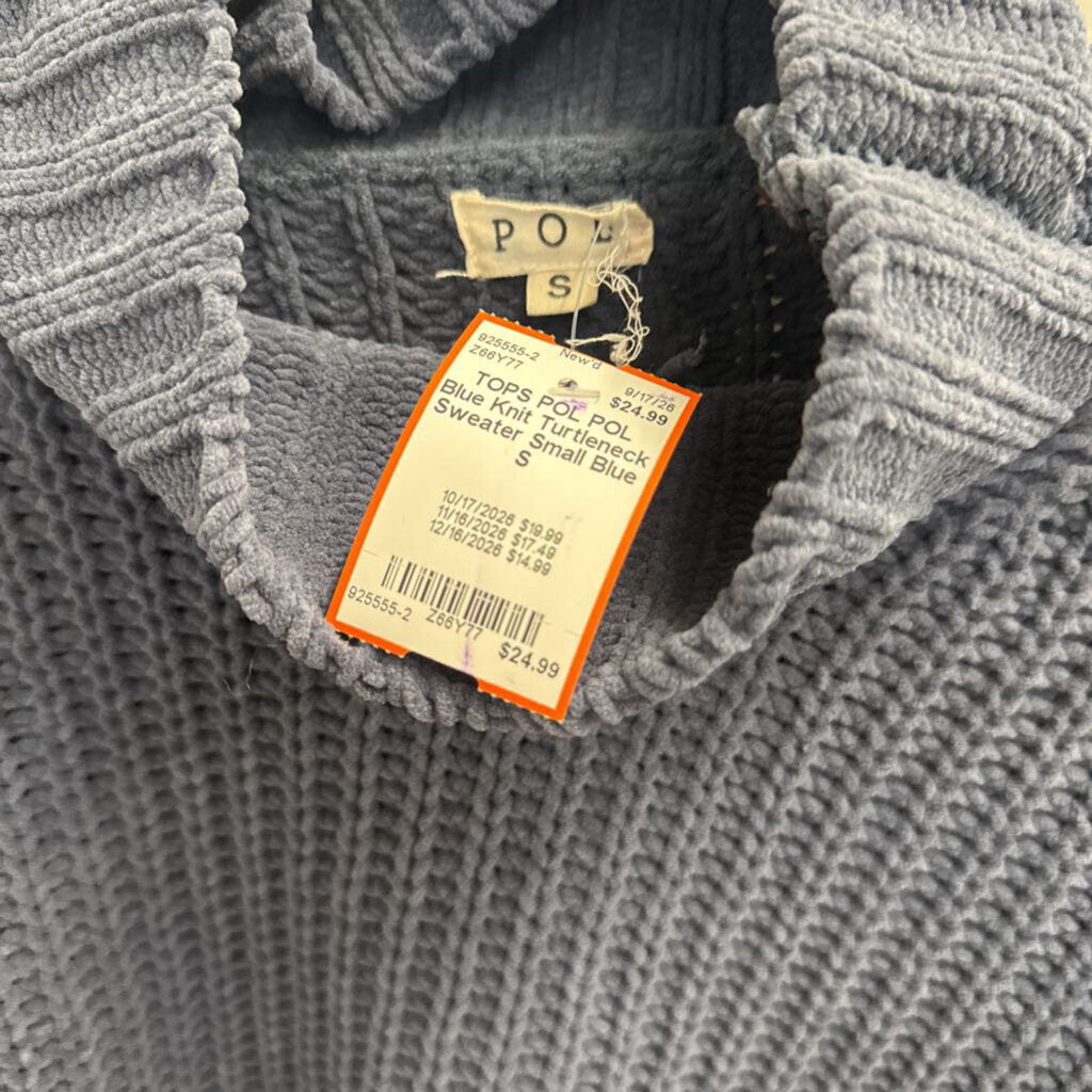 POL Blue Knit Turtleneck Sweater Small
