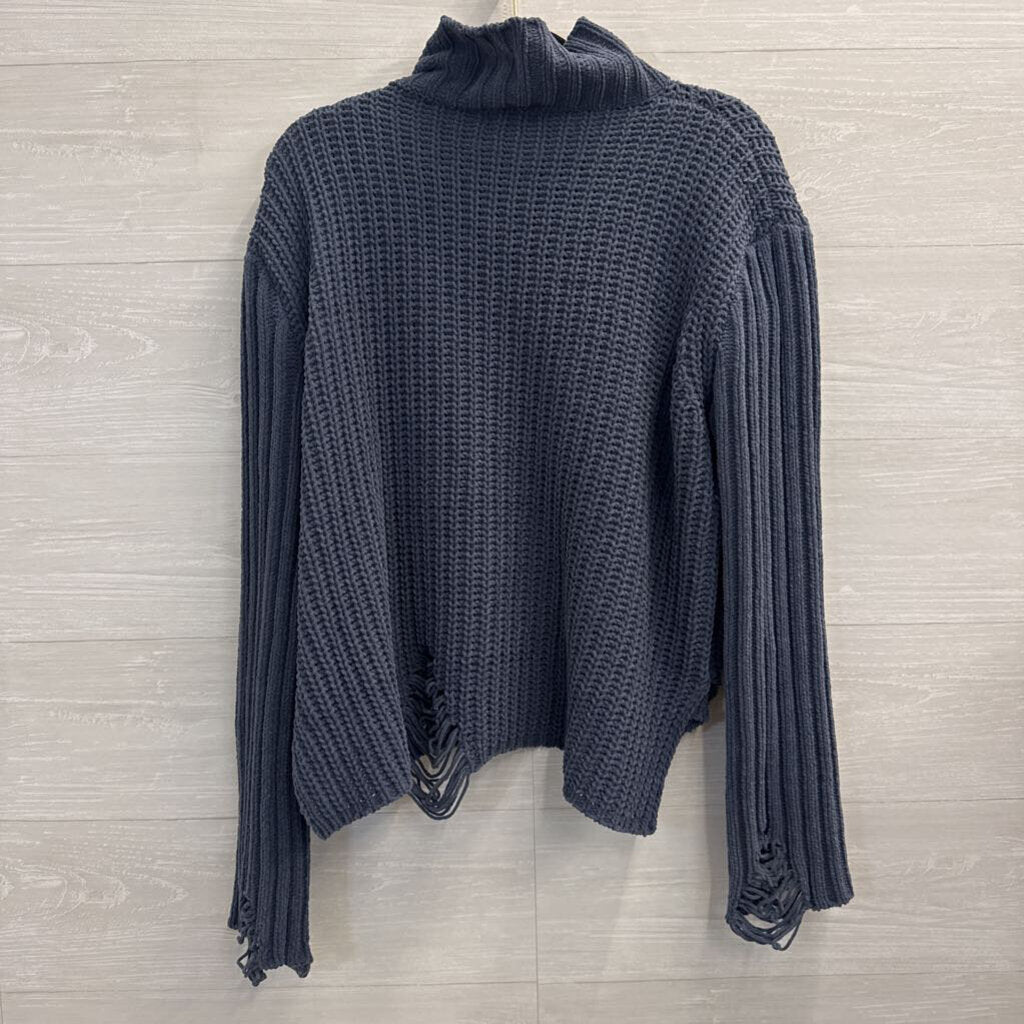 POL Blue Knit Turtleneck Sweater Small