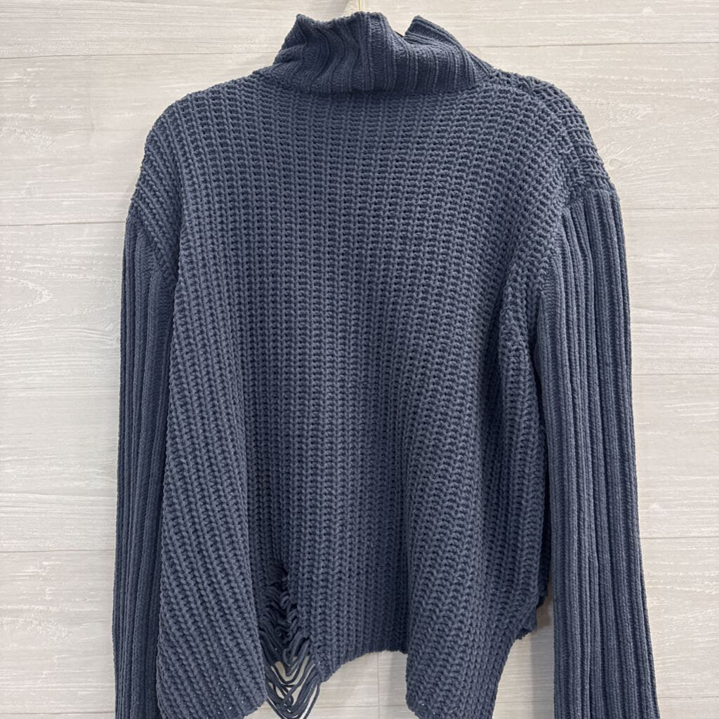 POL Blue Knit Turtleneck Sweater Small