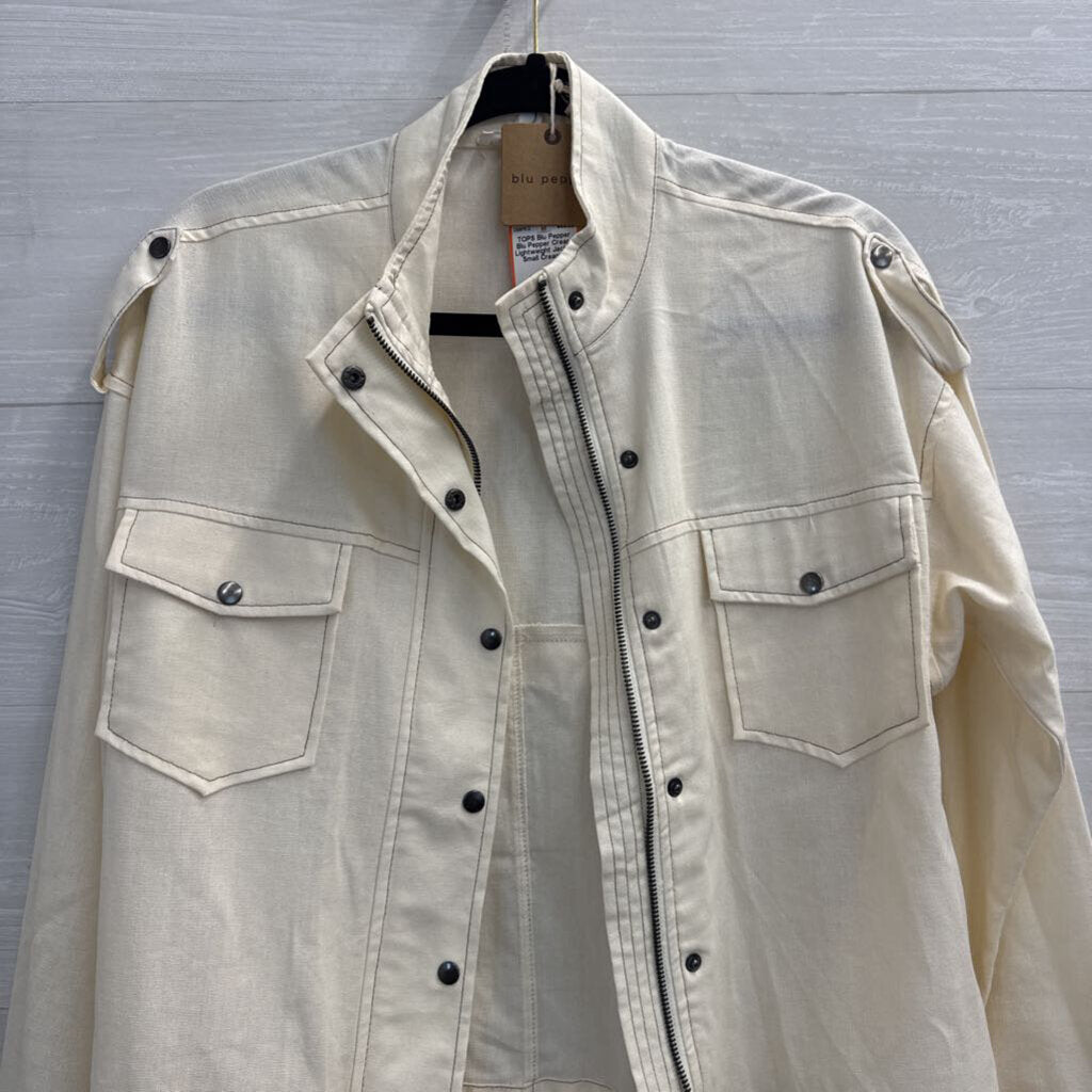 Blu Pepper Cream Lightweight Jacket Small