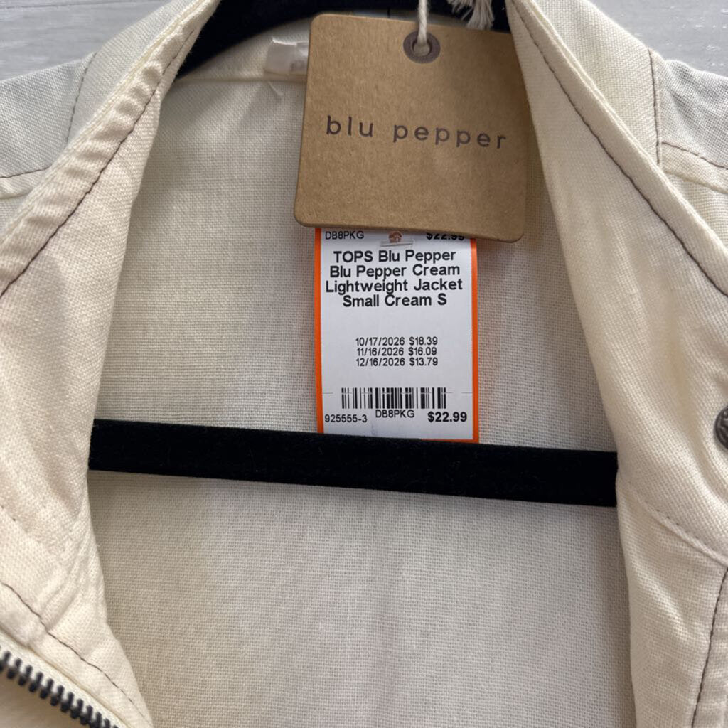 Blu Pepper Cream Lightweight Jacket Small