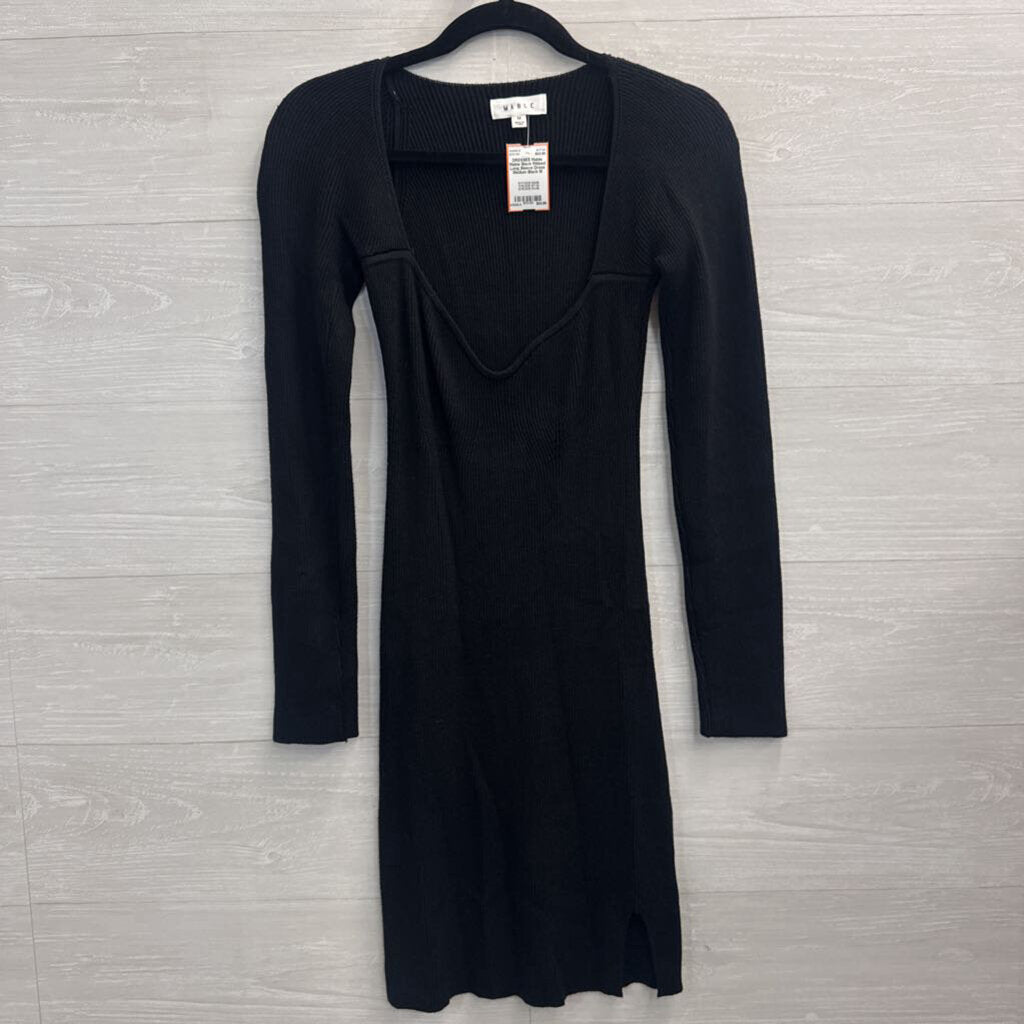 Mable Black Ribbed Long Sleeve Dress Medium