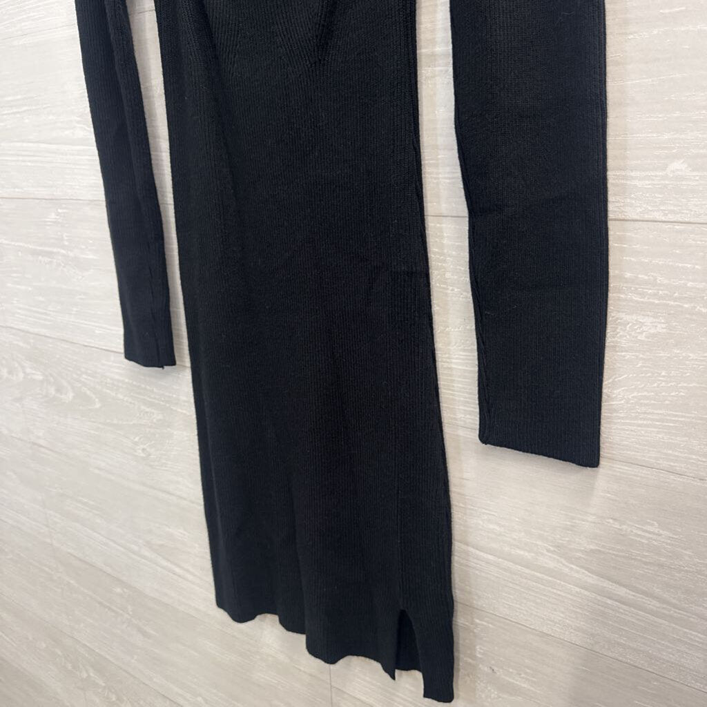Mable Black Ribbed Long Sleeve Dress Medium