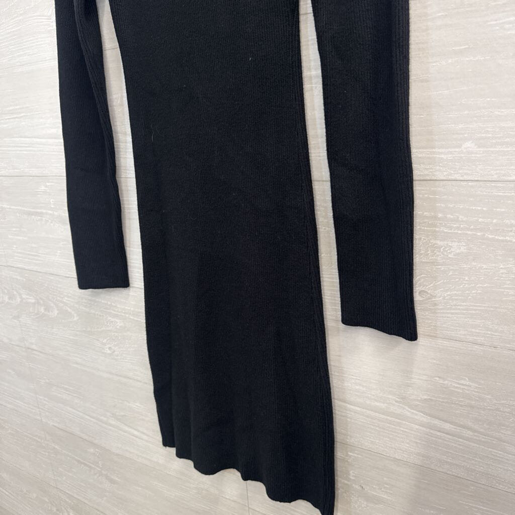 Mable Black Ribbed Long Sleeve Dress Medium