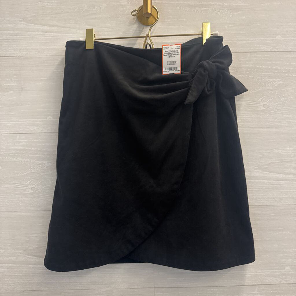 Loft Black Suede Faux Wrap Mini Skirt 4