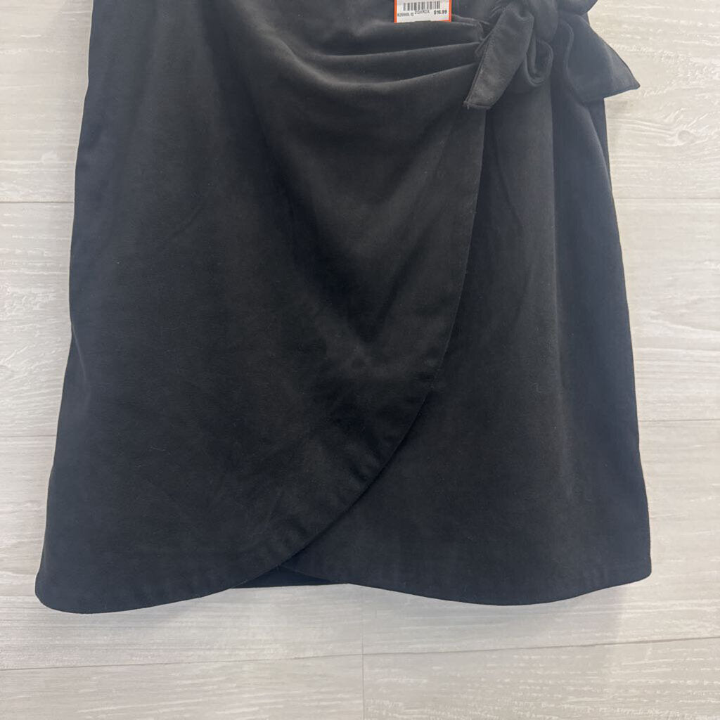 Loft Black Suede Faux Wrap Mini Skirt 4