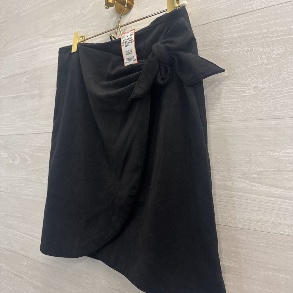 Loft Black Suede Faux Wrap Mini Skirt 4