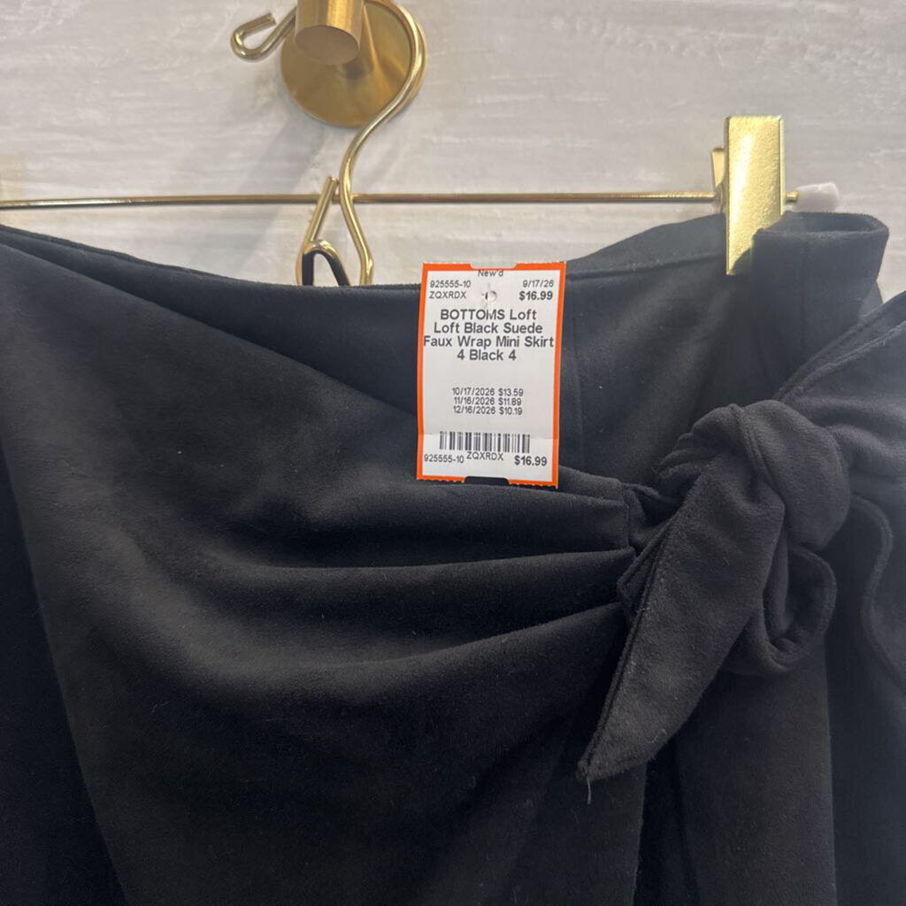Loft Black Suede Faux Wrap Mini Skirt 4