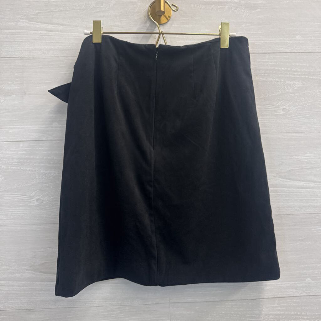 Loft Black Suede Faux Wrap Mini Skirt 4