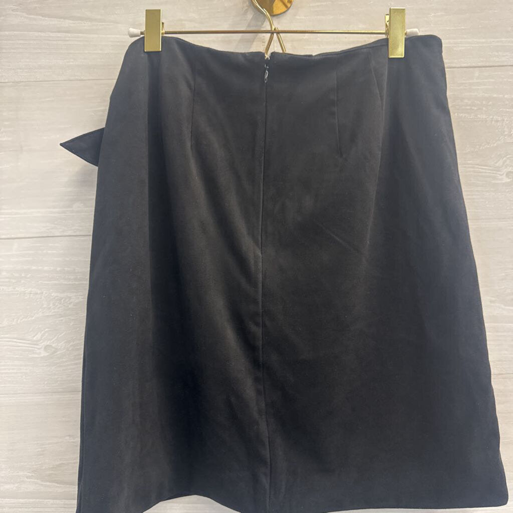 Loft Black Suede Faux Wrap Mini Skirt 4