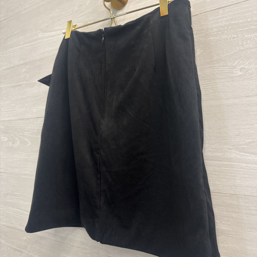 Loft Black Suede Faux Wrap Mini Skirt 4