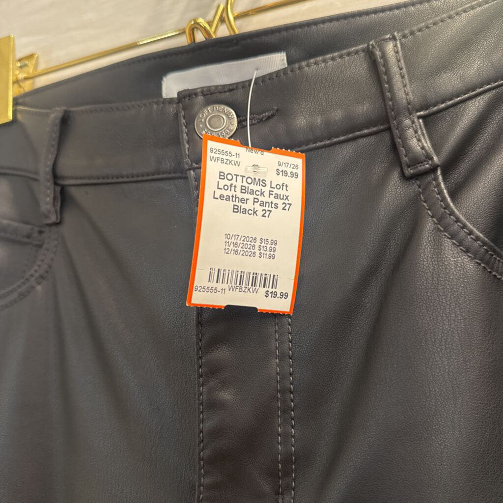 Loft Black Faux Leather Pants 27