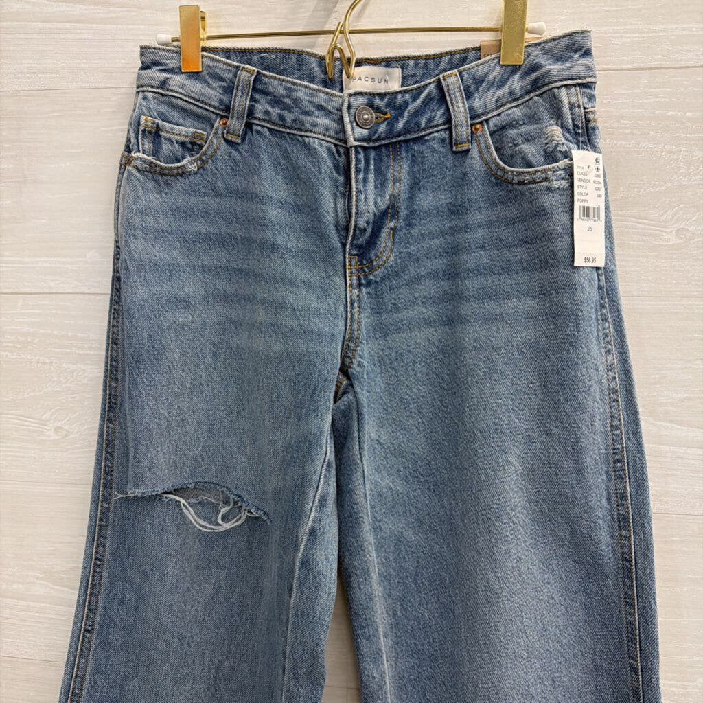 PacSun Medium Wash Distressed Casey Low Rise Baggy Jeans 25