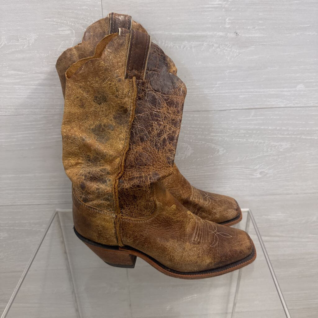 Brown Distressed Leather Western Boots 6.5