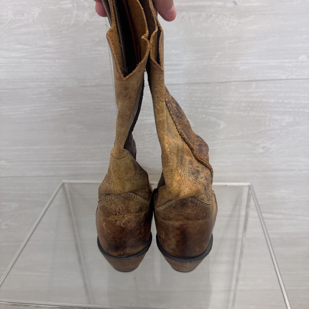 Brown Distressed Leather Western Boots 6.5