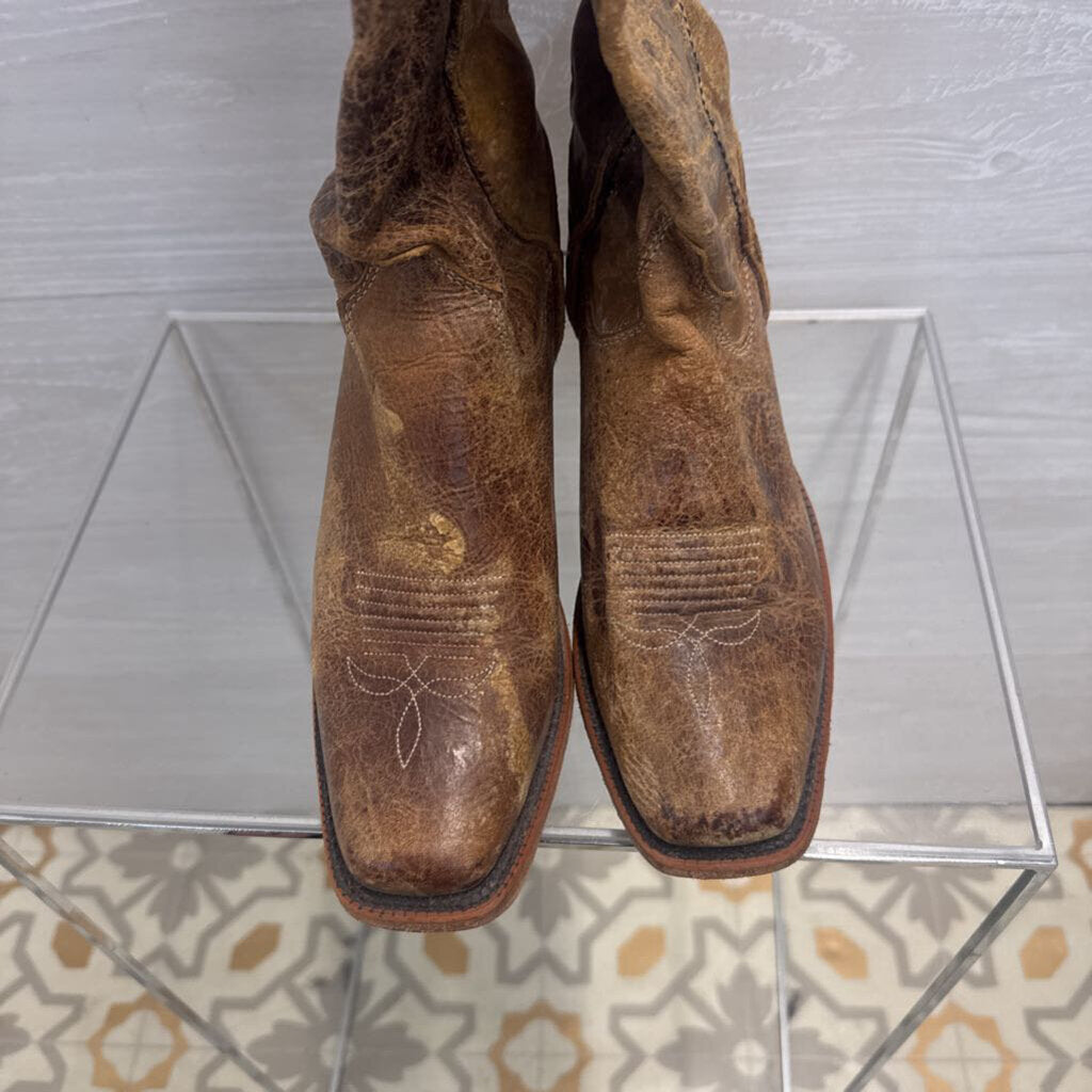 Brown Distressed Leather Western Boots 6.5