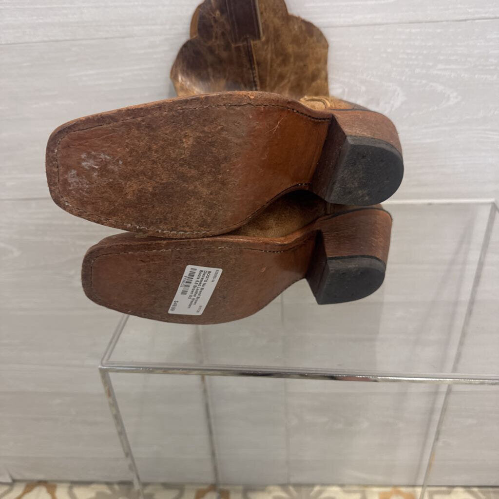 Brown Distressed Leather Western Boots 6.5