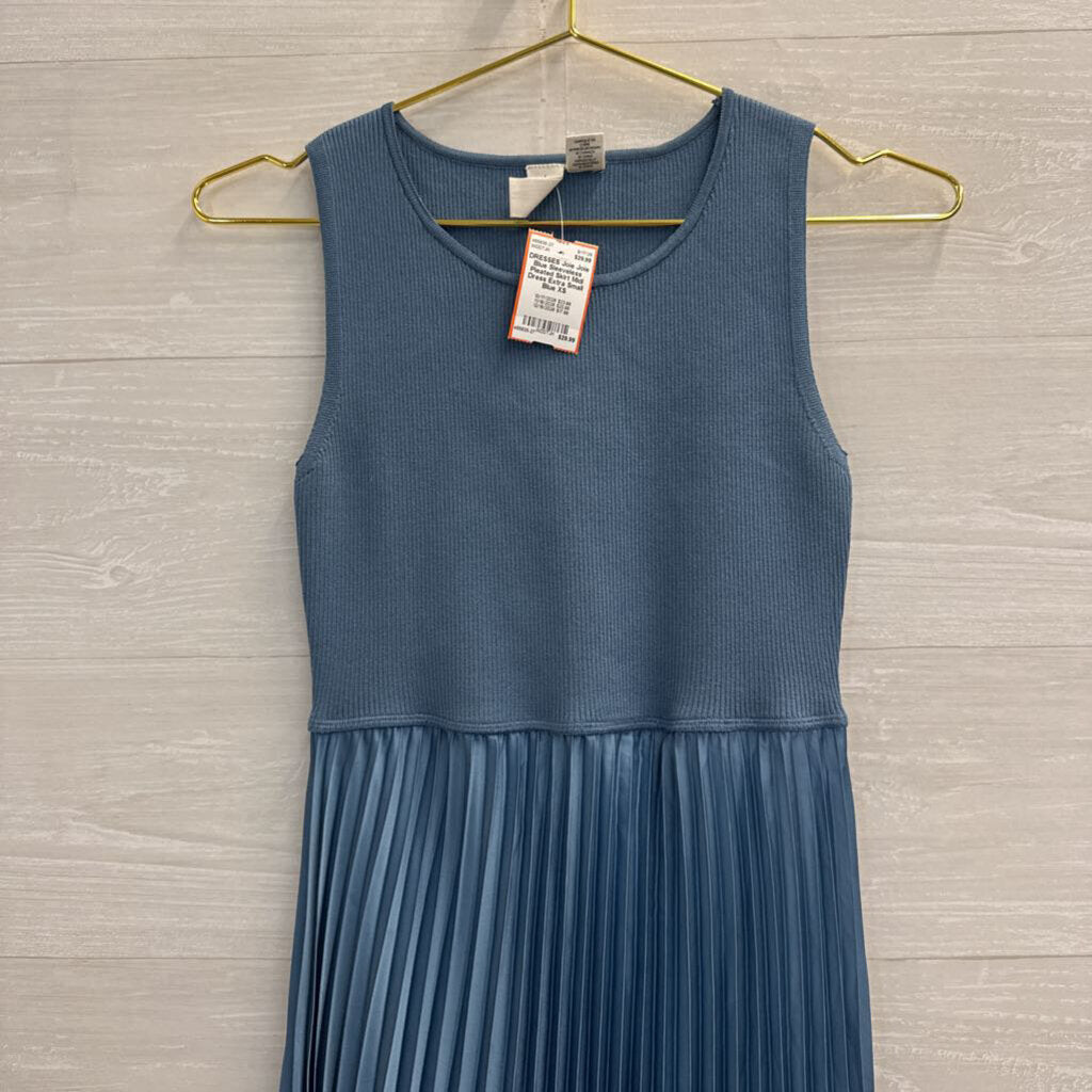 Joie Blue Sleeveless Pleated Skirt Midi Dress Extra Small