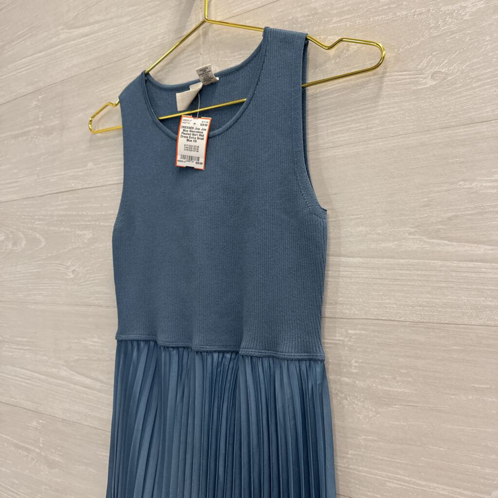 Joie Blue Sleeveless Pleated Skirt Midi Dress Extra Small
