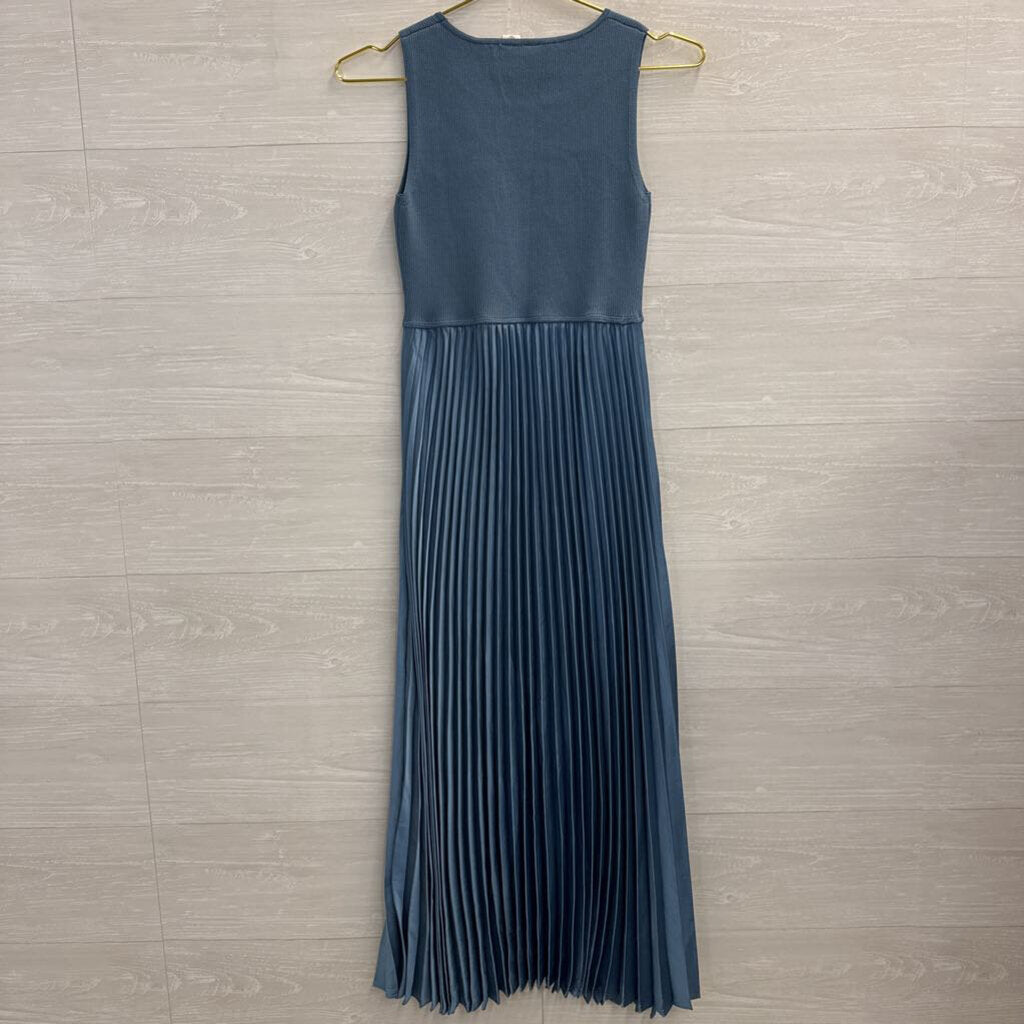 Joie Blue Sleeveless Pleated Skirt Midi Dress Extra Small