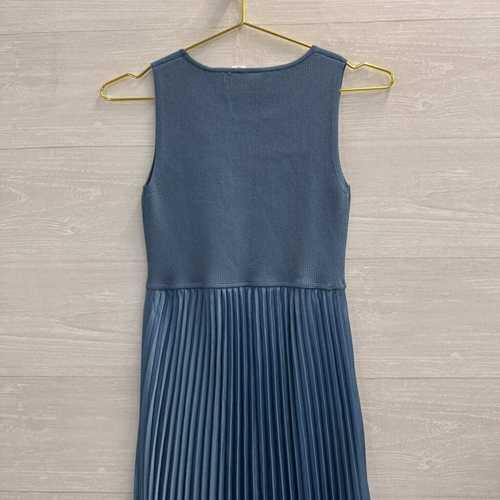 Joie Blue Sleeveless Pleated Skirt Midi Dress Extra Small