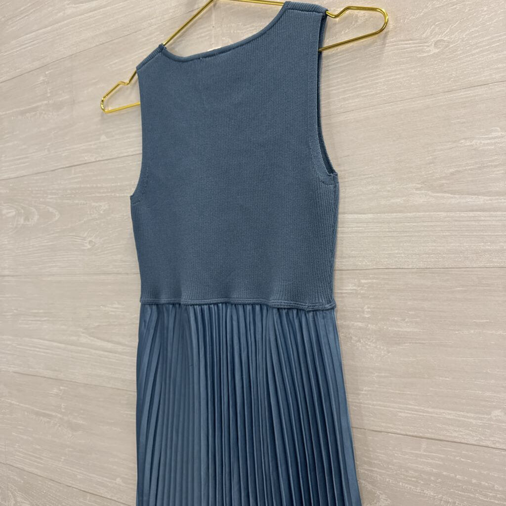 Joie Blue Sleeveless Pleated Skirt Midi Dress Extra Small