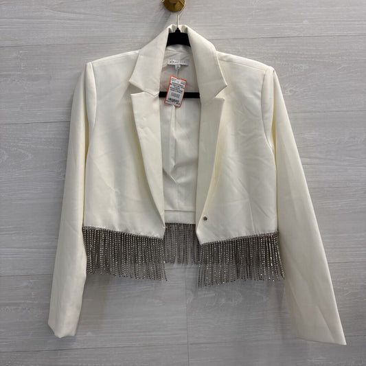 Gianni Bini White Cropped Rhinestone Fringe Jacket 2