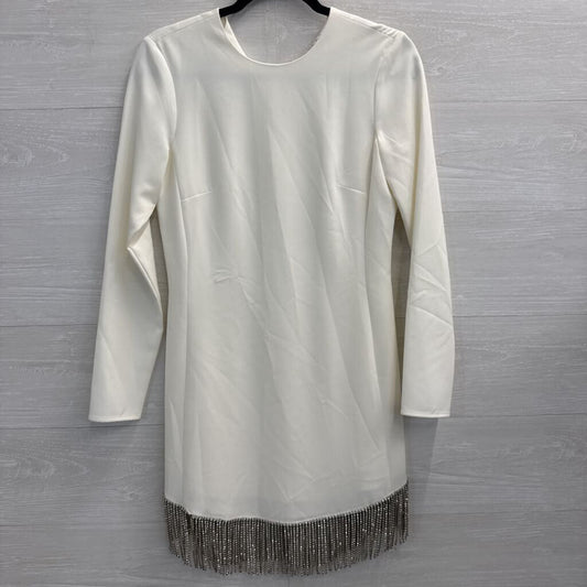 Gianni Bini White Long Sleeve Rhinestone Fringe Dress 2