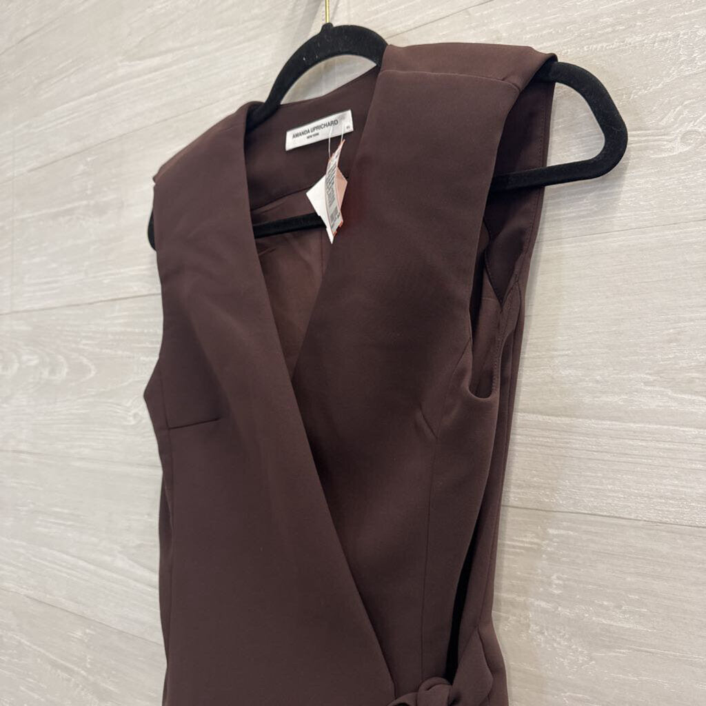 Amanda Uprichard Brown Wrap Sleeveless Top Extra Small