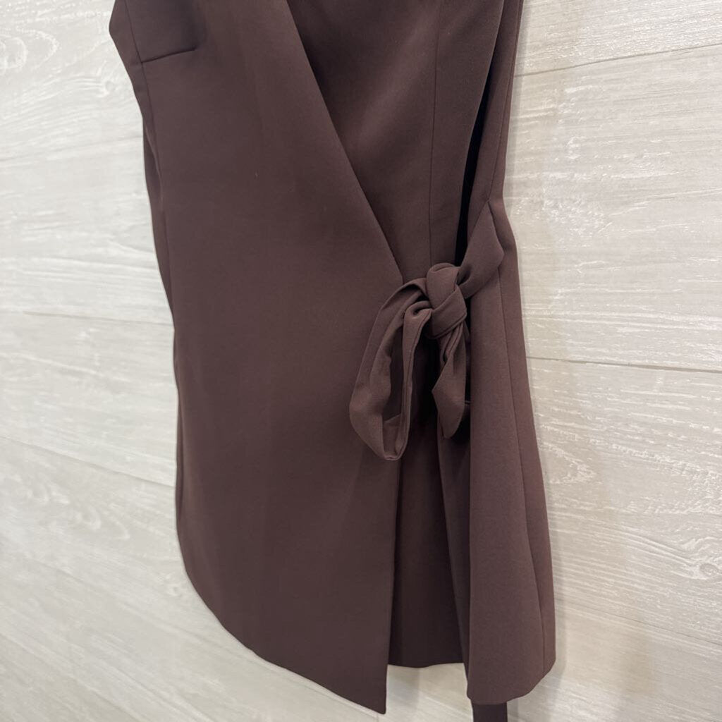 Amanda Uprichard Brown Wrap Sleeveless Top Extra Small