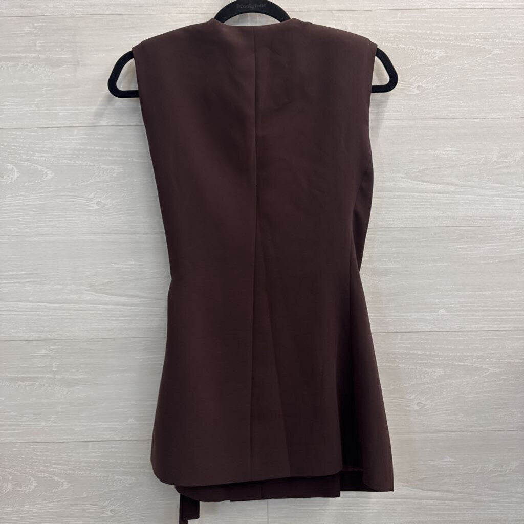 Amanda Uprichard Brown Wrap Sleeveless Top Extra Small
