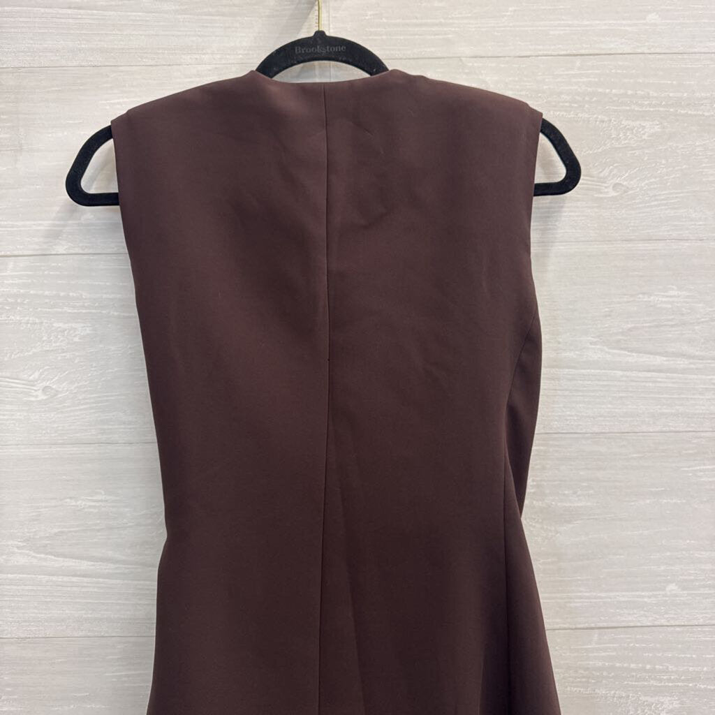 Amanda Uprichard Brown Wrap Sleeveless Top Extra Small