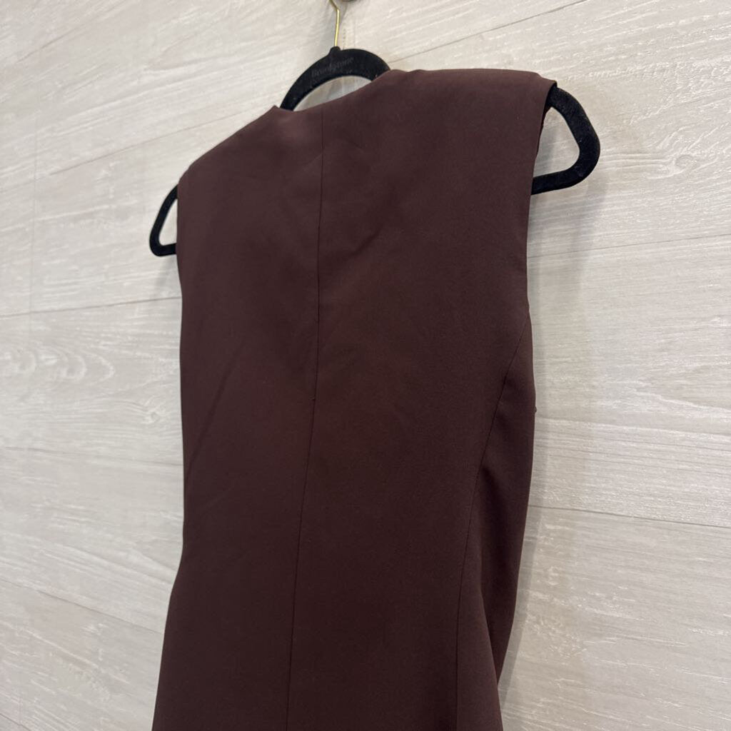 Amanda Uprichard Brown Wrap Sleeveless Top Extra Small