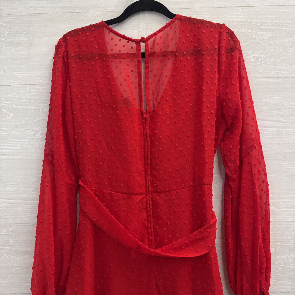 B Smart Red Textured Dot Long Sleeve Dress 9