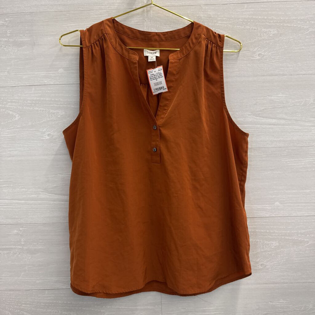 J Crew Brown Silky Sleeveless Henley Top Medium