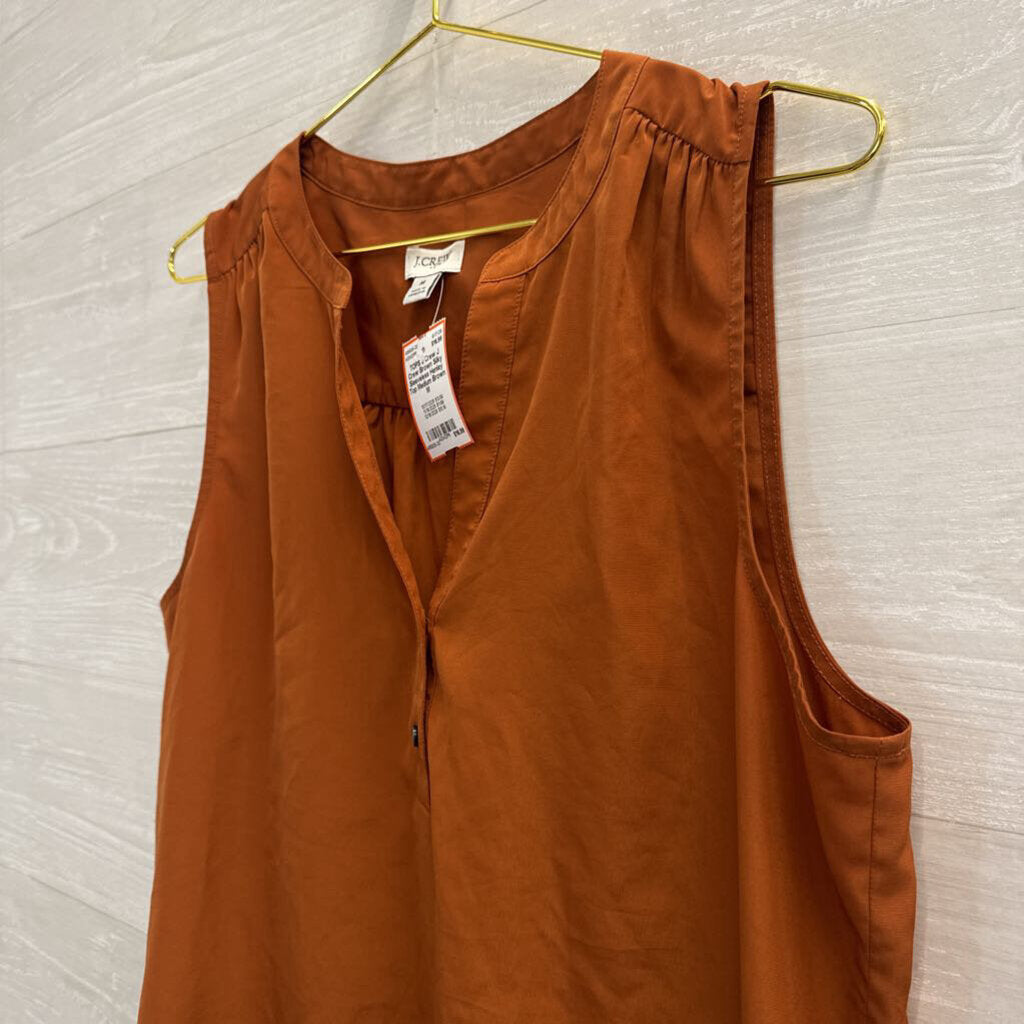 J Crew Brown Silky Sleeveless Henley Top Medium
